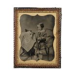 Quarter-Plate Ambrotype Portraits, small boy with spade (1), little girl with basket (1), smartly-