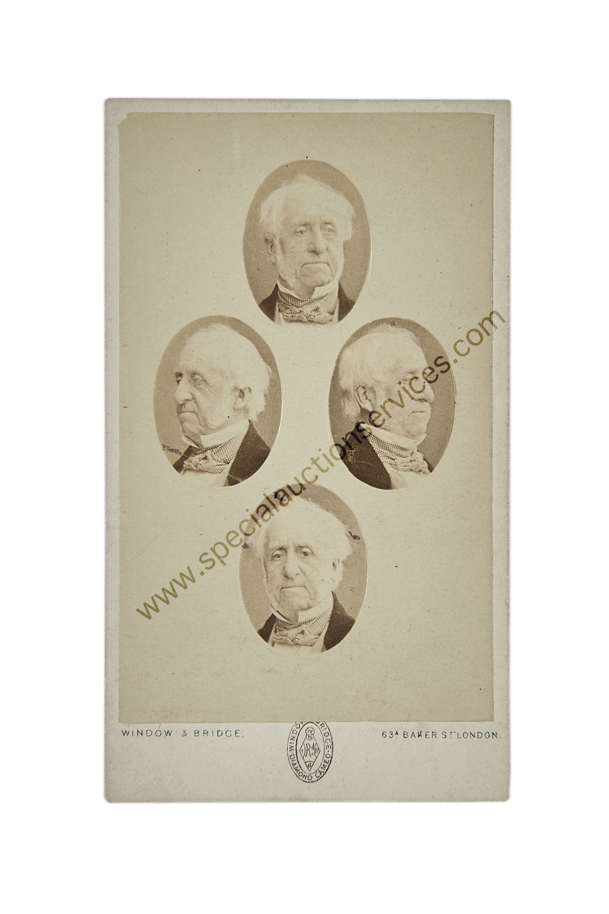 Cartes de Visite Portraits - Gentlemen, UK photographers, inlcuding 'Diamond Cameo' four oval pose