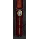 Photographic Jewellery - Portrait Tie Pins, oval, hand-coloured, girl in blue dress (1) and circular