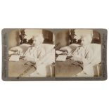 Underwood & Underwood Stereo Cards, grey card, including Ibsen, Mark Twain, the Moon,