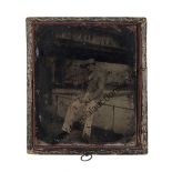 Ambrotype Portraits, various subjects, quarter-plate group outside smart urban villas (1), sixth-