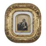 Framed Ambrotype Portraits, quarter-plate - family group, tinted (1), young lady (1), sixth-