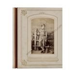 A set of four Carte de Visite albums, oblong octavo, brown leather, gilt, each titled to spine, in
