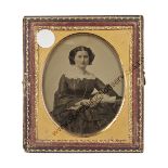 Ambrotype Portraits of Ladies, sixth-plate - Barratt & Stanley tinted (1), double-sided, one case