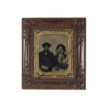 Union Cases Wall Frames, all ornately moulded - ambrotypes - sixth-plate - small girls (2), one case