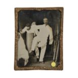 An Ambrotype Portrait of a Jig in the British Raj, quarter-plate, a gentleman dancing in white lifts