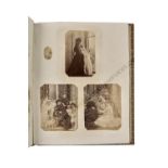 A Quarto Family Album of Photographs, crimson morocco, gilt scroll and foliate decoration,