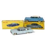 French Dinky Toys 532 Lincoln Premiere, light blue body, silver roof, convex hubs, 24v Buick