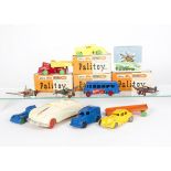 Palitoy Plastics, including Helicopter, clockwork Ford Car, clockwork Tipping Lorry, clockwork