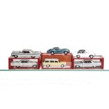 Mini Dinky, No.20 Cadillac Coupe De Ville (2), No.21 Fiat 2300 Station Wagon, in original boxes,