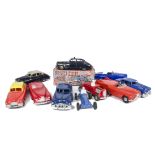 Marx Large Plastic Vehicles, including No.523 Police Chief Car, blue plastic body, silver trim,