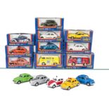 Tomica Dandy, including F04 Ford Mustang, F23 VW Van (2), F21 VW Police Car and others, in