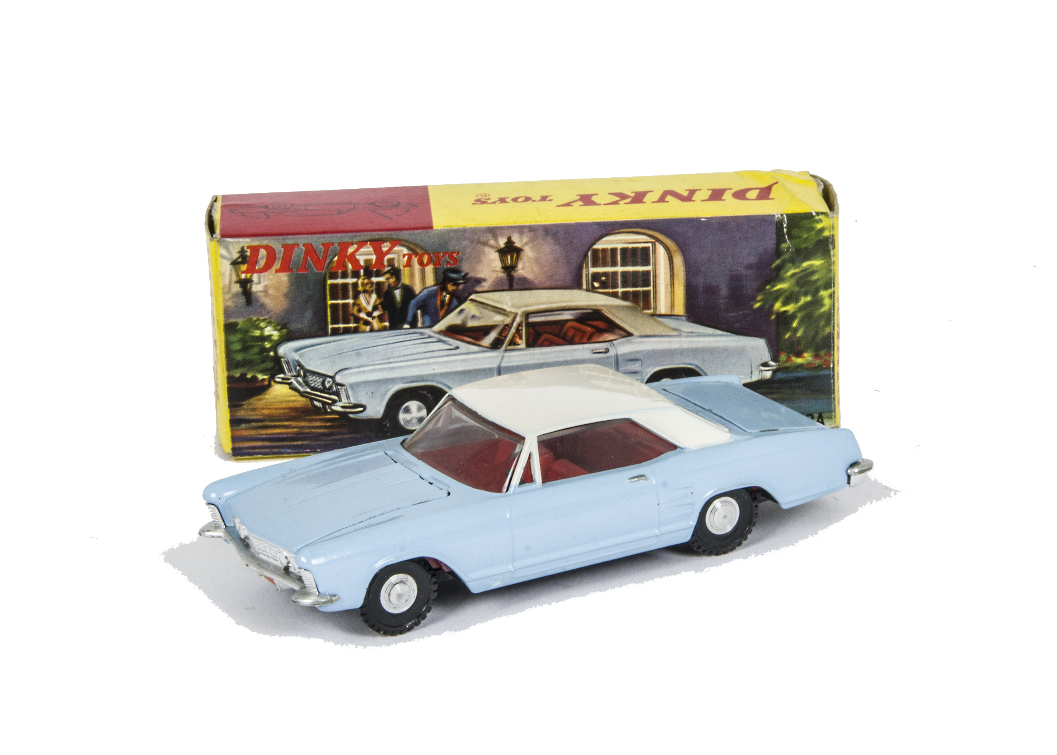 A Hong Kong Dinky Toys 57/001 Buick Riviera, light blue body, red interior, white roof, spun hubs,