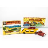 Tootsietoy HO Miniature Sports Set No.4110, No.207 Auto Transport with four car load, in original