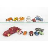 Slush Mold Cars, including C.A.W Midget Racer Coupe, Barclay miniature Cars for Car Transporter (5),