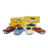 French Dinky Toys 1410 Moskvitch, red body, concave hubs, 24v Buick Roadmaster, blue body, black