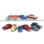 Norev 1/43 Plastic Cars, including No.70 BMW 2000, N.31 DAF, No.69 Chevrolet Corvair Monza, No.61