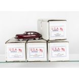 Boxed USA Models White Metal Vehicles, A group of five 1:43 scale vintage private American models,