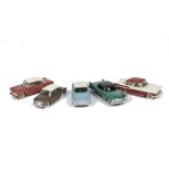 French Dinky Toy Cars, 24z Simca Versailles, 24k Simca Chambord, 24d Plymouth Belvedere, 554 Opel