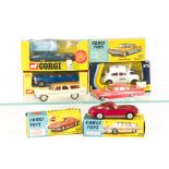 Boxed Corgi Toy Cars, 347 Chevrolet Astro 1, 304 Chevrolet SS350 Camaro, 373 VW Police, 445 Plymouth