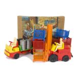 A Tudor Rose Mechanical Handling Set No.6401, set comprises plastic Fork Lift Truck, Works Truck,