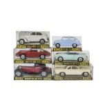 Boxed Norev 1/43 Plastic Cars, No.66 Fiat 1500 Cabriolet, No.61 Fiat 600, No.150 Mercedes SSK