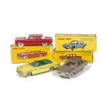 French Dinky Toys 559 Ford Tanus, metallic grey-brown body, concave hubs, 24a Chrysler New Yorker,