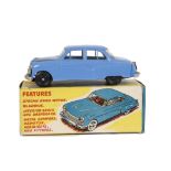 A Welsotoys Plastic Friction Drive Vauxhall No.9/140, blue body, detailed tinplate interior, metal