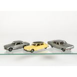 Politoys N.545 Citroen DS 21, yellow body, black roof, N.515 Iso Rivolta, metallic grey body,