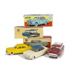 Minialuxe 1/32 Plastic Simca Marly, red/white, friction powered Simca Versailles, cream/blue,