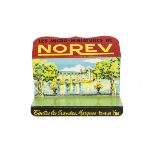 A Norev Tinplate Shop Counter Display Stand, with riverside scene, for 1/86 scale Norev plastic