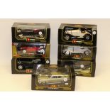 Burago 1:18 Models, A boxed group of seven, comprising, 3001, Rolls Royce Camargue, 3006, Jaguar