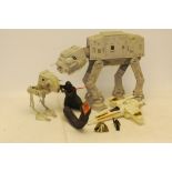 Star Wars by Kenner, A 1981 AT-AT walker (missing guns), an X-Wing fighter (some parts missing), a