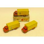 Playworn Dinky 923 Big Bedford vans, A group of three, two with 'Heinz 57 Varieties' advertising,