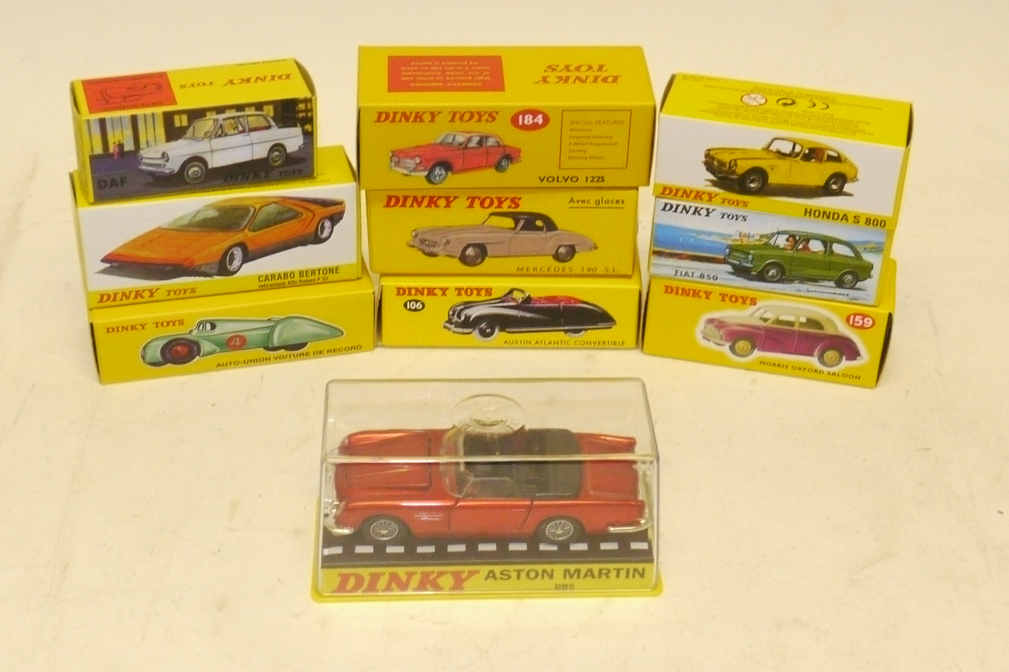 Atlas Editions Dinky, A boxed group of ten models including vintage private and competition vehicles