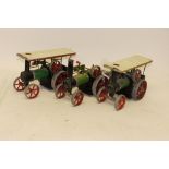Three Mamod Live Steam TE1a Traction Engines, two with spirit burners, and one with solid fuel tray,