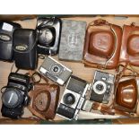 A Tray of 35mm Cameras, including Praktica FX2, V F, a boxed Comet S, a Pax jnr, other examples