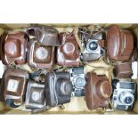 A Tray of 35mm Rangefinder Cameras, including a Samoca LE-II, a Minolta A,Kallo 35 and other