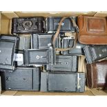 A Tray of Folding Cameras, including an Agfa Prontor II, an Agifold Agilux, Kodak Compur Rapid and