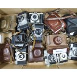 A Tray of 35mm Cameras, manufacturers include Halina, Ilford, Agfa and other examples