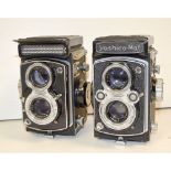 Two Yashica TLR Cameras, a Yashica LM with a Yashikor 80mm f/3.5 lens and a Yashica Mat with a