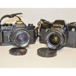 Yashica and Contax 35mm SLR Cameras, a Contax 137 MA Quartz with a Carl Zeiss Distagon 28mm f/2.8 T*