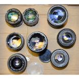 A Tray of Zoom Lenses, manufacturers include Soligor, Olympus, Tamron and other examples