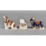 Royal Crown Derby, three paperweights, Scottish terrier, American Spaniel and British Bulldog, all