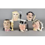 A collection of large character jugs, to include Groucho Marks, Jimmy Durante, Louis Armstrong, W