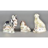 Royal Crown Derby, three paperweights, Rough Collie, Labrador and King Charles Spaniel, all with