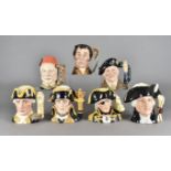 A collection of large character jugs, to include Captain James Cook 163/2500, George Washington,