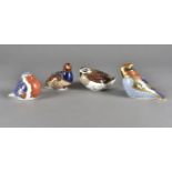 Royal Crown Derby, four paperweights, limited edition quail 969/4500, a robin, two others, one is