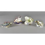 Royal Crown Derby, four paperweights including toad 2912/3500, fountain frog, terrapin and another