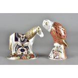 Royal Crown Derby, two paperweights, a miniature Shetland pony limited edition of 500 for